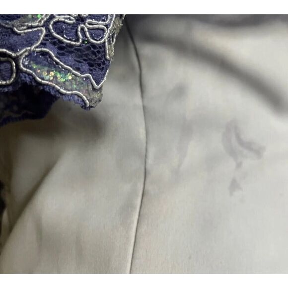 Vtg Karen Okada For David Howard 1980s Purple Lace Faux Pearl Dress Gown US 10 - Picture 11 of 16